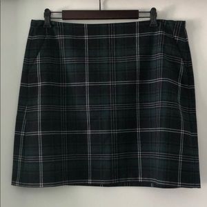 Plaid Skirt w hidden zipper - Navy Blue, Green